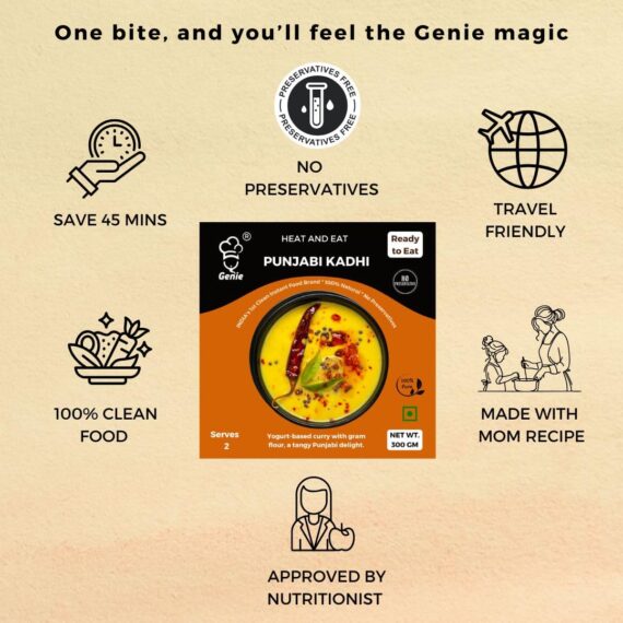 Day Combo- Upma(60g)+Shahi Paneer(300g)+Rice (300g)+Daal Tadka (300g)+Kadhi (300g) | Genie Food | 5 Min Recipe | 100% Clean Brand