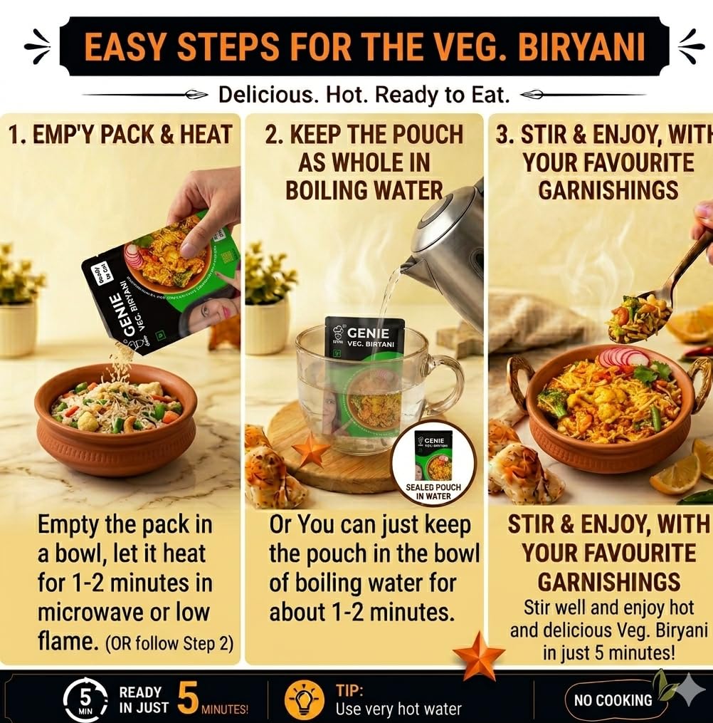 Veg. Biryani | Ready-to-Eat | 300gm | Genie Food