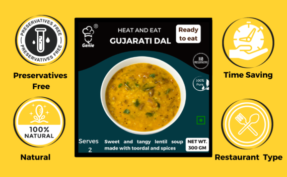 Gujarati Dal | Ready-to-Eat Instant | 300 GM | Genie Food | 5 Min Recipe | 100% Clean Brand