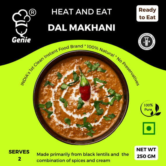 Dal Makhani | Ready-to-Eat Instant | 250 GM | Genie Food | 5 Min Recipe | 100% Clean Brand