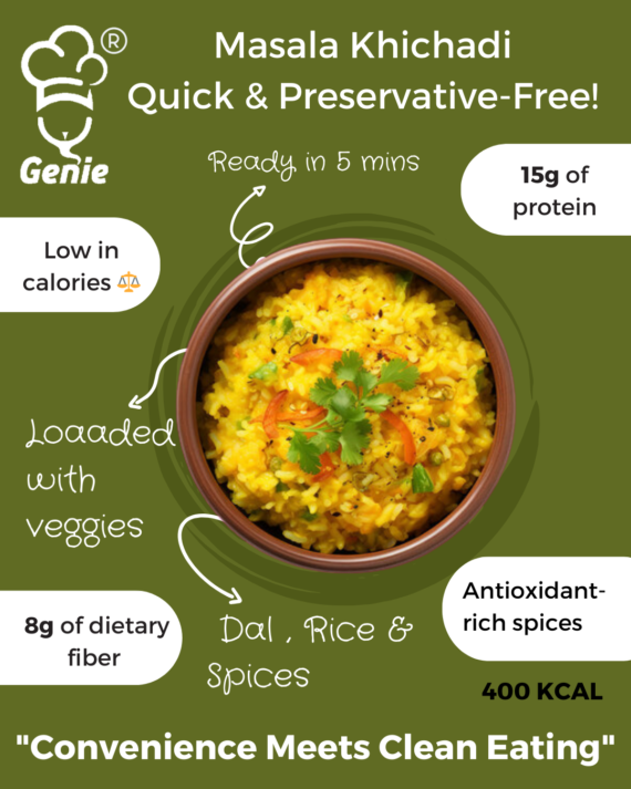 Masala Khichadi & Punjabi Kadhi | Ready-to-Eat Instant | 300 GM + 300 GM | Genie Food | 5 Min Recipe | 100% Clean Brand