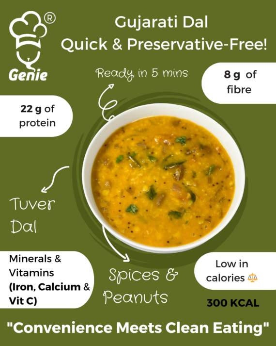 Gujarati Dal And Jeera Rice | Ready-to-Eat Instant | 300 GM + 300 GM| Genie Food | 5 Min Recipe | 100% Clean Brand