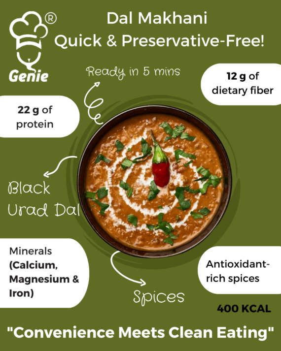 Dal Makhani & Jeera Rice | Ready-to-Eat Instant | 300 GM + 300 GM| Genie Food | 5 Min Recipe | 100% Clean Brand