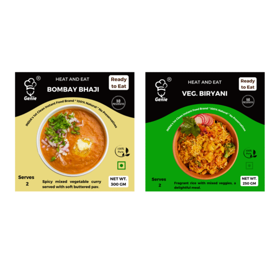 Bombay Bhaji & Veg. Biryani (300g +250g) | Genie Food | 5 Min Recipe | 100% Clean Brand