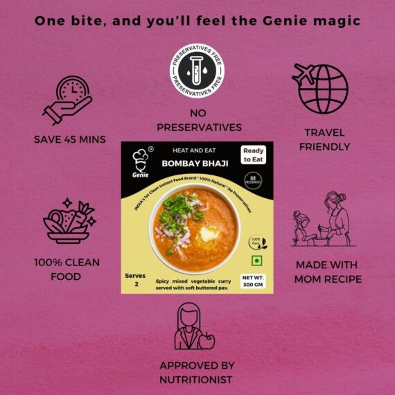 Bombay Bhaji | Ready-to-Eat Instant | 300 GM | Genie Food | 5 Min Recipe | 100% Clean Brand