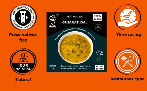 Gujarati Dal And Jeera Rice | Ready-to-Eat Instant | 300 GM + 300 GM| Genie Food | 5 Min Recipe | 100% Clean Brand