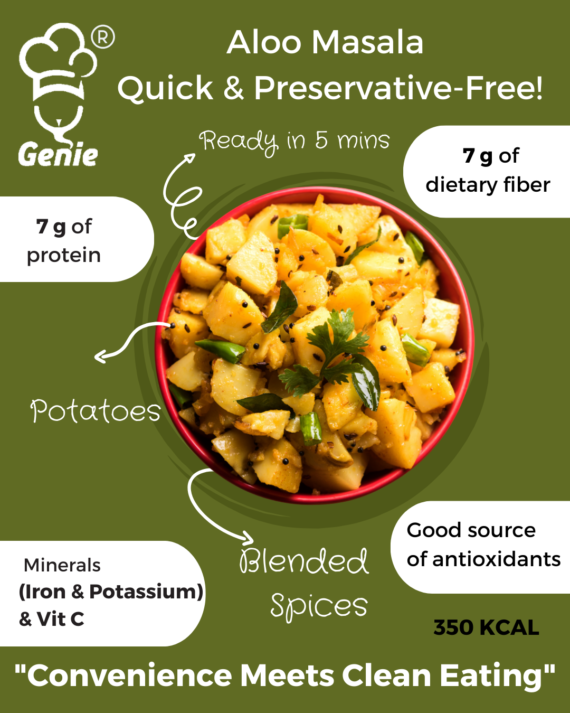 Aloo Masala | Ready-to-Eat Instant | 300 GM | Genie Food | 5 Min Recipe | 100% Clean Brand