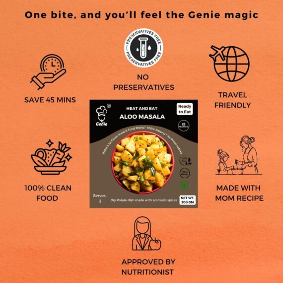 Aloo Masala | Ready-to-Eat Instant | 300 GM | Genie Food | 5 Min Recipe | 100% Clean Brand