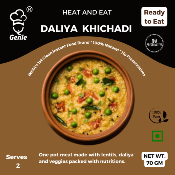 Swaminarayan Daliya Khichadi | Ready-to-Eat Instant | Makes-300 GM | Genie Food | 5 Min Recipe | 100% Clean Brand