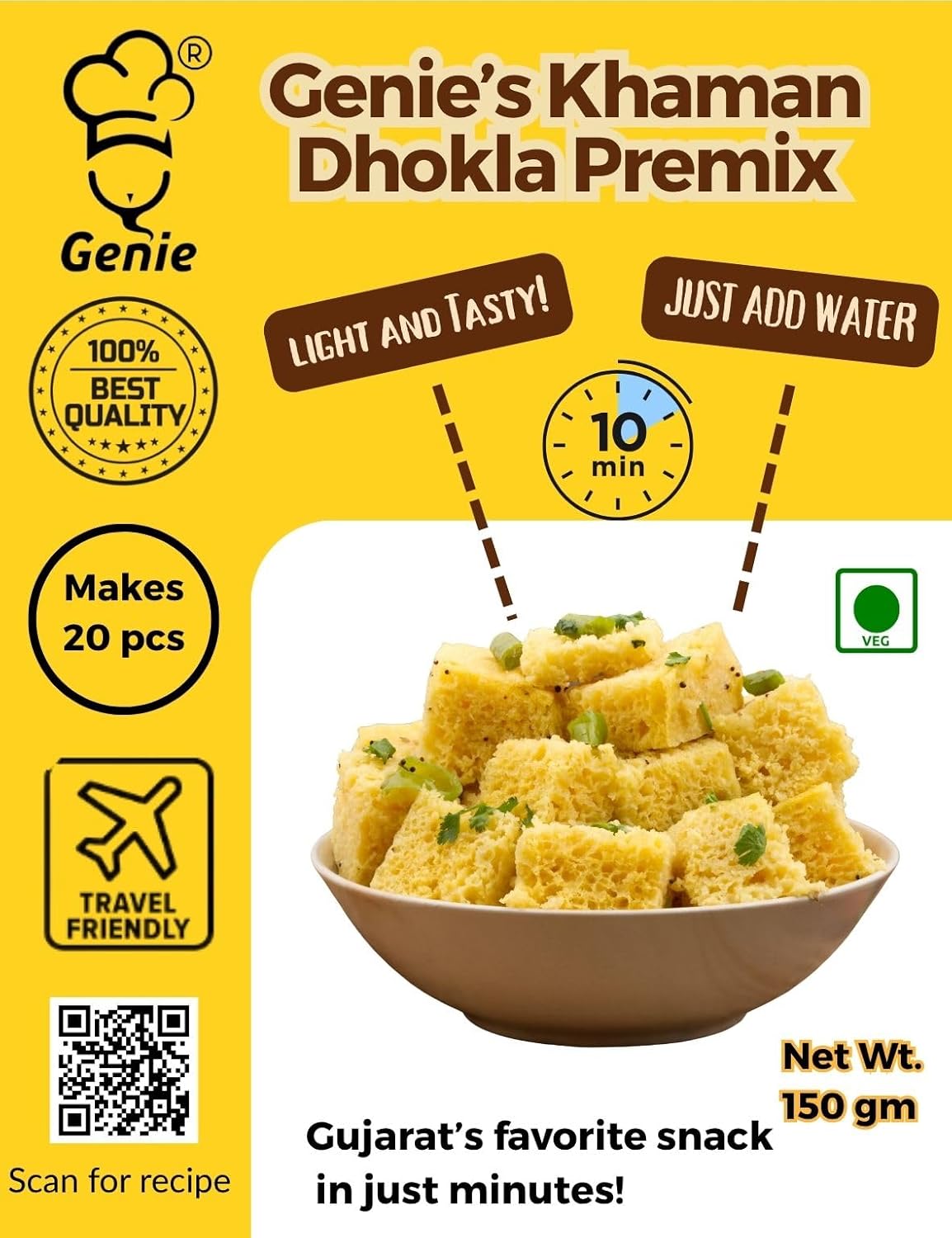 Genie's Khaman Dhokla Premix | Ready-to-Cook | Traditional Recipe