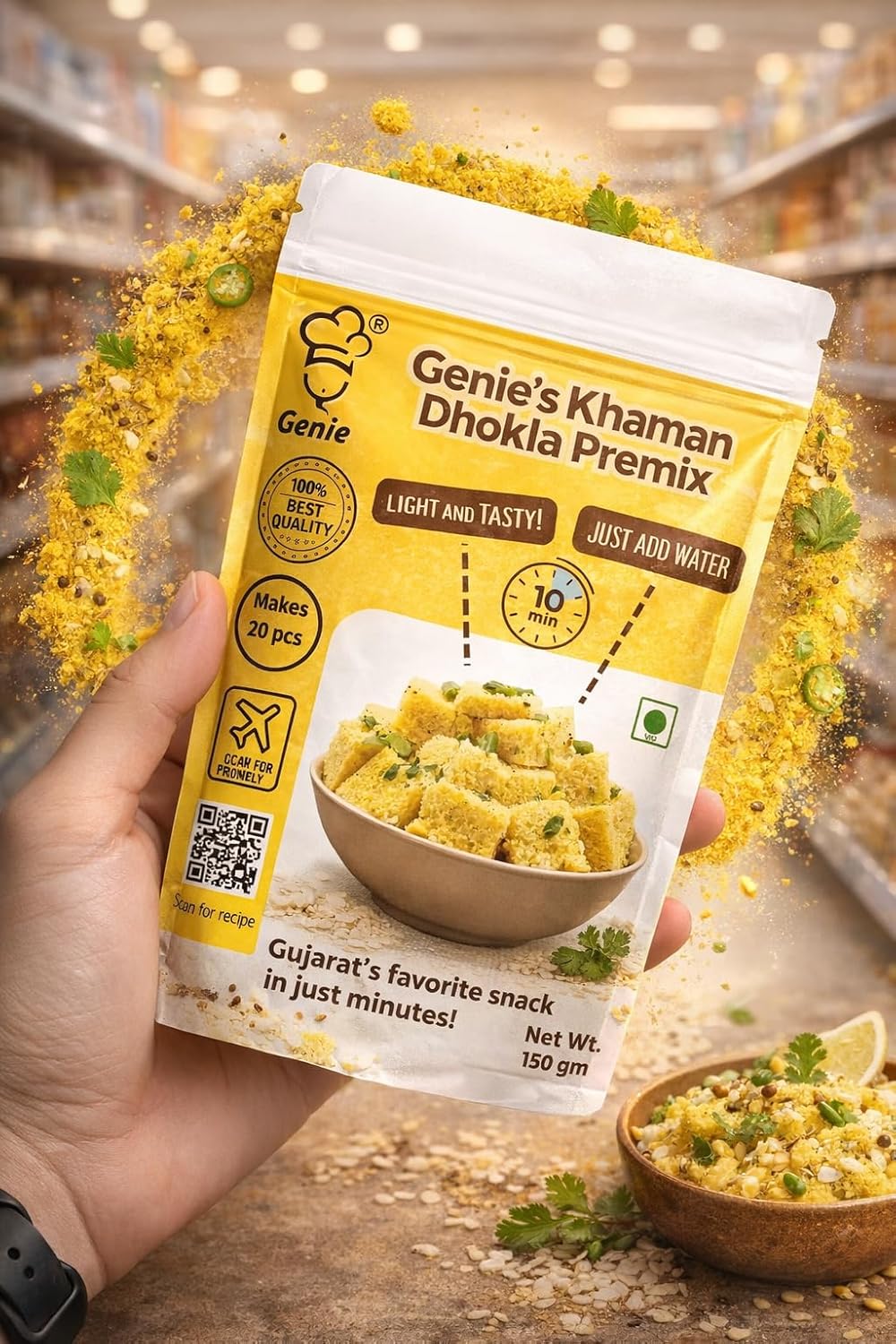 Genie's Khaman Dhokla Premix | Ready-to-Cook | Traditional Recipe
