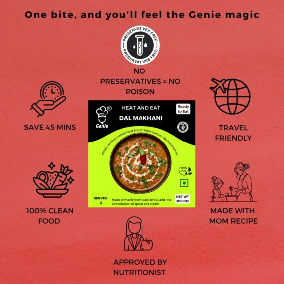 Genie's Dal Makhani(250g) & Jeera Rice(300g) | Ready-to-Eat