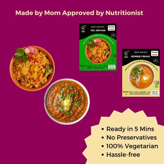 Genie's Bombay Bhaji(300g) & Veg. Biryani(250g) | Ready To Eat