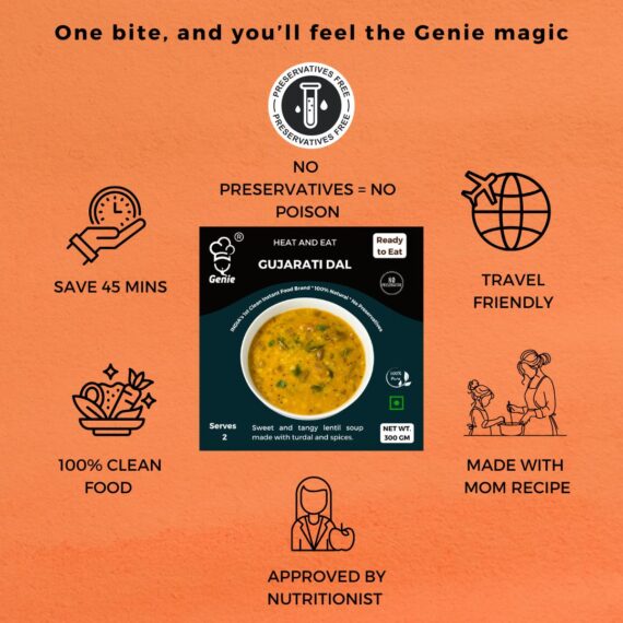 Genie's Gujarati Dal And Jeera Rice | Ready-to-Eat | 300gm Each